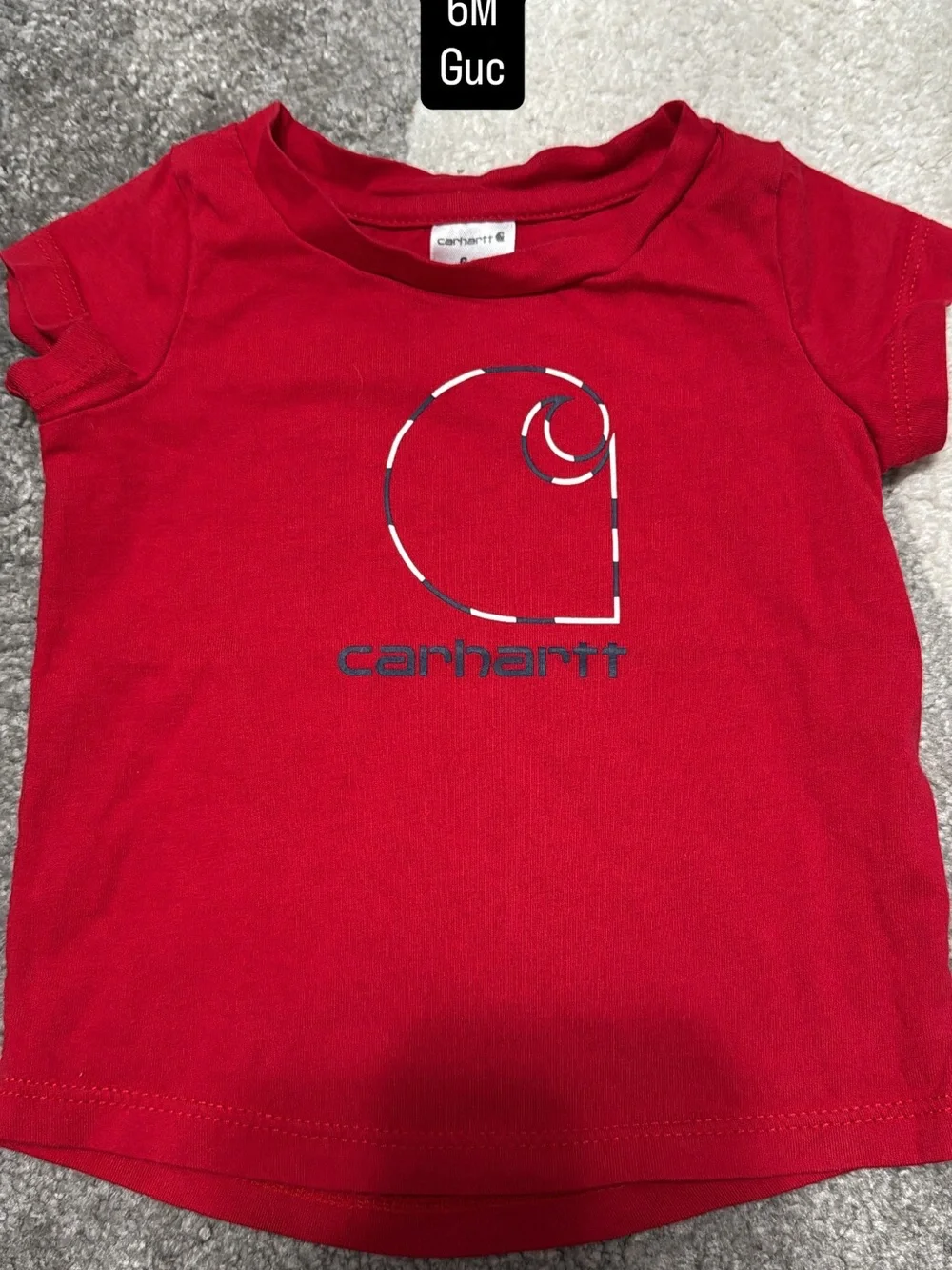 Carhartt Red Short Sleeve Tee with Navy Logo - Kids